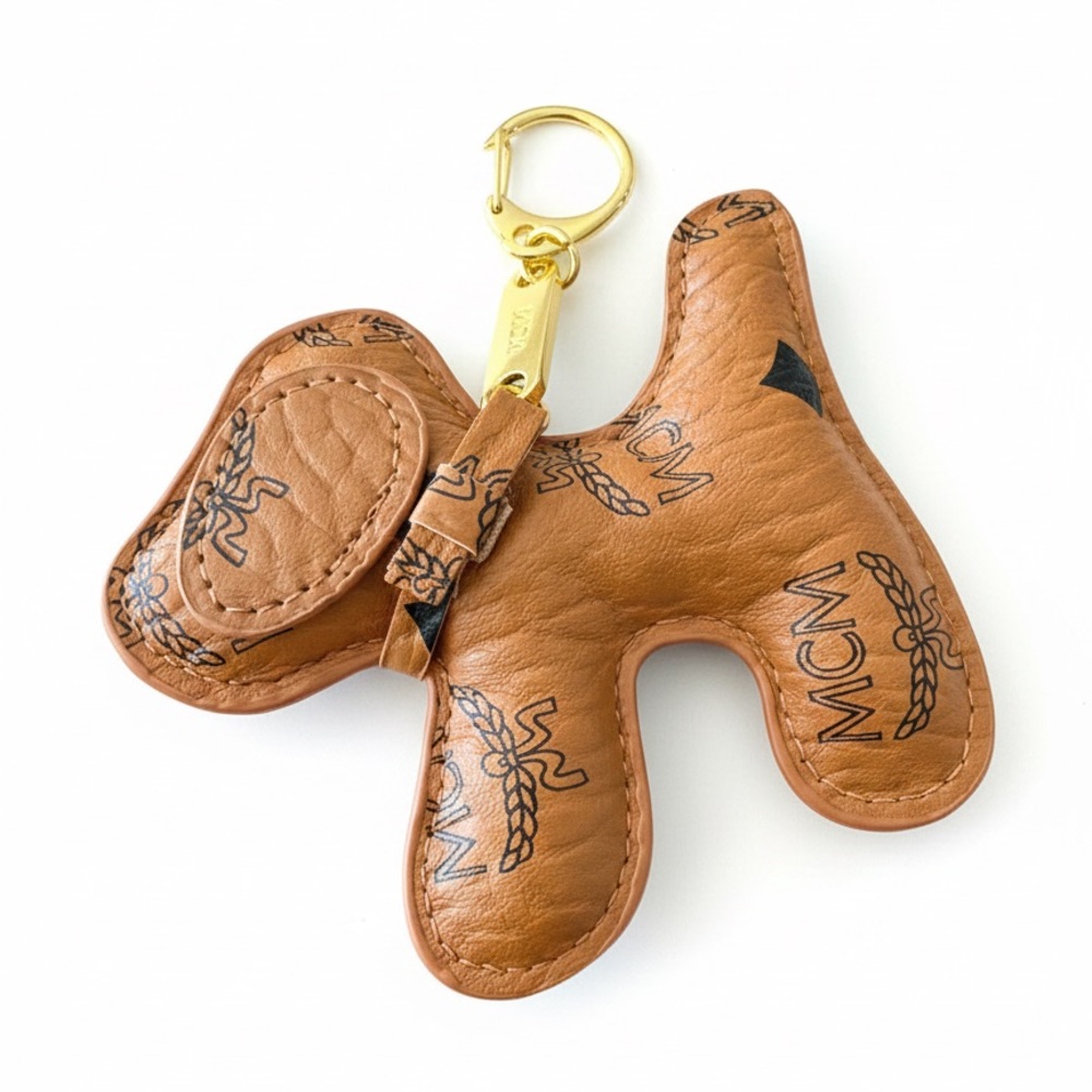 MCM Visetos Dachshund Dog Bag Charm - Cognac/Gold - Picture 5 of 5